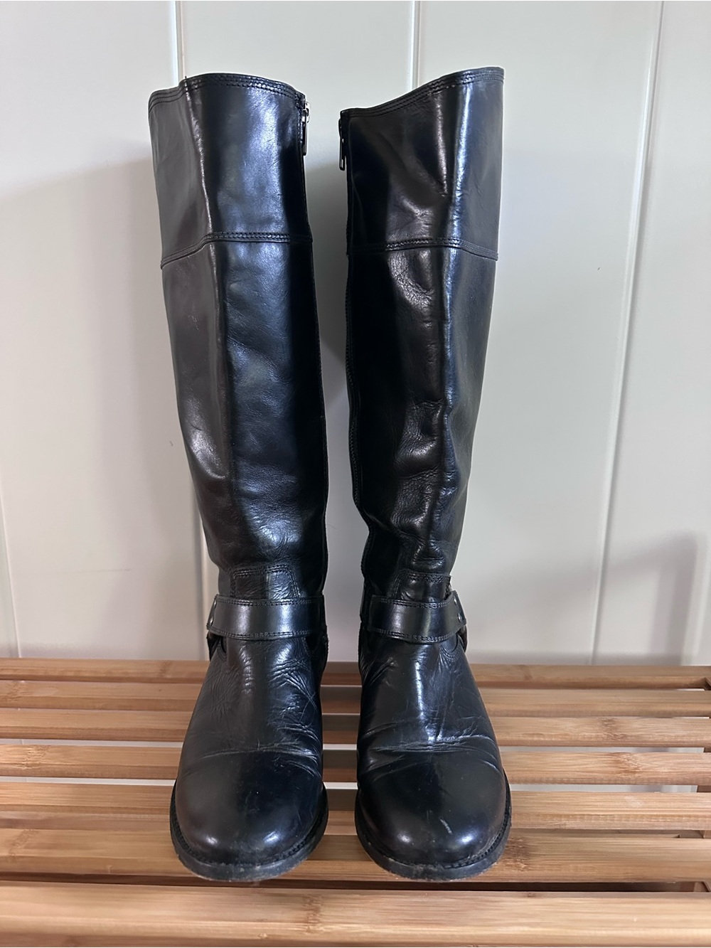 Frye Classic Black Leather Knee-High Riding Boots